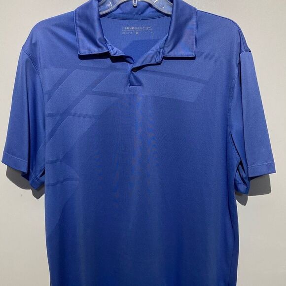 Nike Golf Men's Dri-Fit Short Sleeve Geometric Print Blue Polo Shirt Size M - Picture 1 of 10
